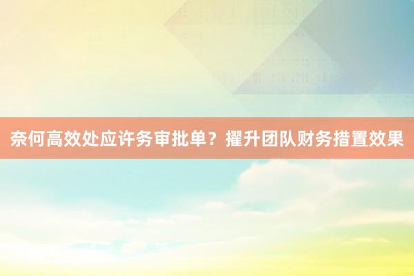 奈何高效处应许务审批单？擢升团队财务措置效果